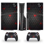 Abstract Crysis Hexagon With Red Skin Sticker For PS5 Slim