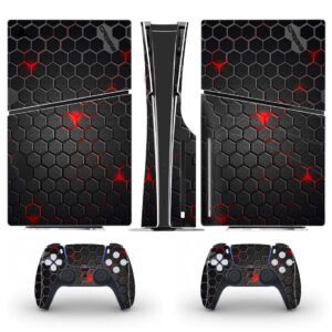 Abstract Crysis Hexagon With Red Skin Sticker For PS5 Slim