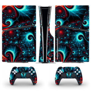 Fractal Art Red Blue Swirls Skin Sticker For PS5 Slim