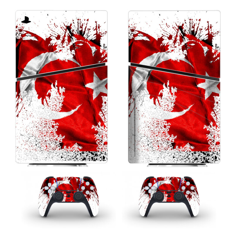 Flag Of Turkey Skin Sticker For PS5 Slim Design 1