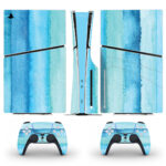 Blue Watercolor Texture Skin Sticker For PS5 Slim