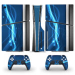 Abstract Blue Light Waves Skin Sticker For PS5 Slim