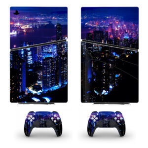 Hong Kong At Night Skin Sticker For PS5 Slim