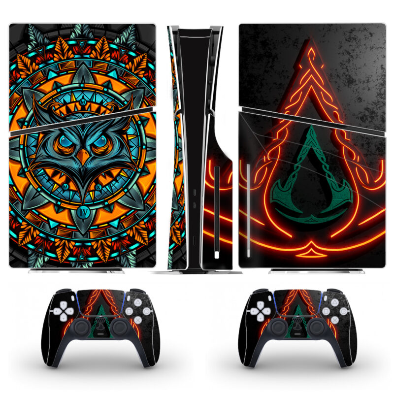 Mighty Owl And Assassin's Creed Skin Sticker For PS5 Slim