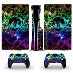 Abstract Neon Skull Art Skin Sticker For PS5 Slim