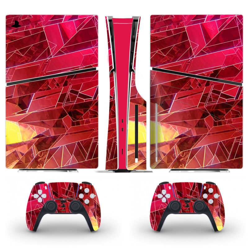 Red Geometric Crystal Skin Sticker For PS5 Slim