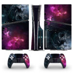 Pink Black Space Nebula Skin Sticker For PS5 Slim