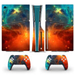 Colorful Nebula Space With Stars Digital Art Skin Sticker For PS5 Slim