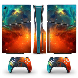 Colorful Nebula Space With Stars Digital Art Skin Sticker For PS5 Slim