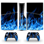 Blue Fire Flame Skin Sticker For PS5 Slim