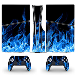 Blue Fire Flame Skin Sticker For PS5 Slim