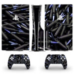 Black And Blue Bullets On Playstation Symbol Skin Sticker For PS5 Slim