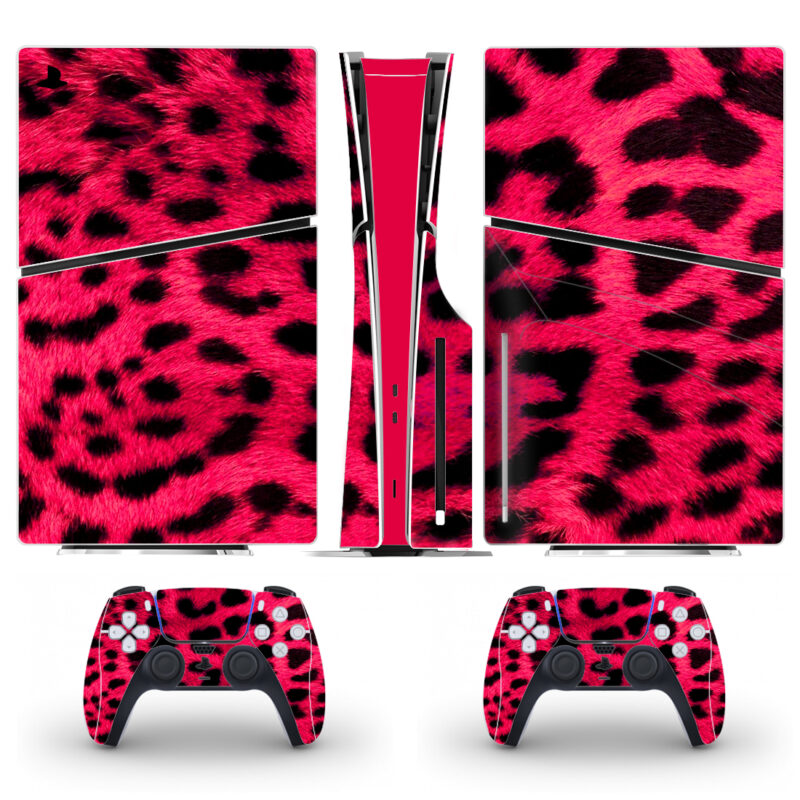 Pink Leopard Skin Pattern Skin Sticker For PS5 Slim