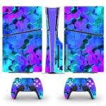 Vibrant UV Blue And Purple Hexagon Skin Sticker For PS5 Slim