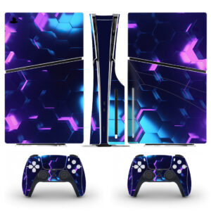 Blue Pink Hexagon Pattern Skin Sticker For PS5 Slim