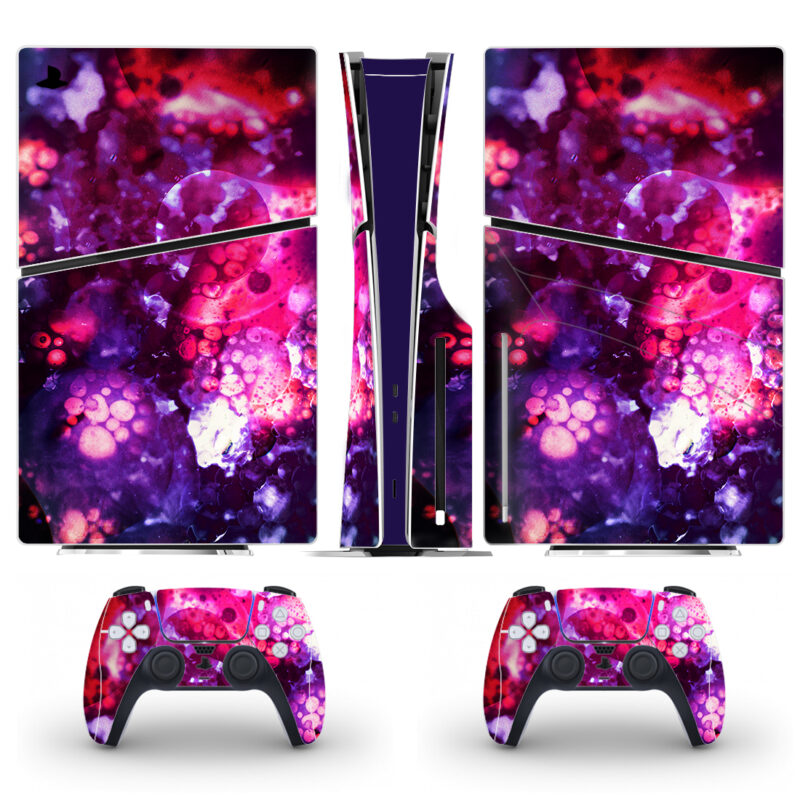 Purple Pink Bubble Light Skin Sticker For PS5 Slim