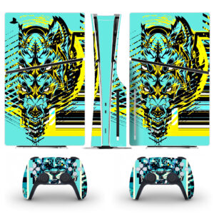 Abstract Tiger And Lion Glitch Art Skin Sticker For PS5 Slim