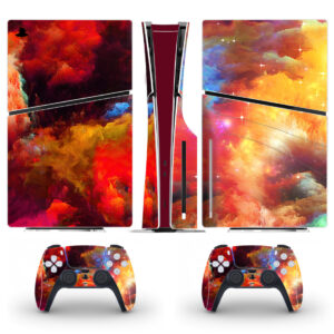 Colorful Nebula With Stars Skin Sticker For PS5 Slim