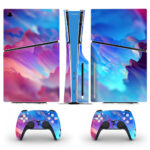 Abstract Rose Blue Blend Texture Skin Sticker For PS5 Slim