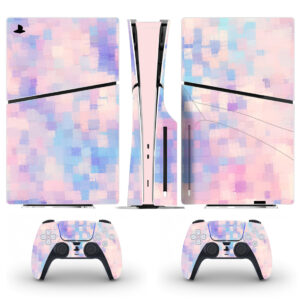 Multicolor Pastel Square Pattern Skin Sticker For PS5 Slim