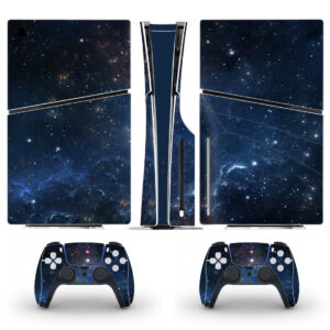 Blue Starry Sky With Stars PS5 Slim Skin Sticker Cover
