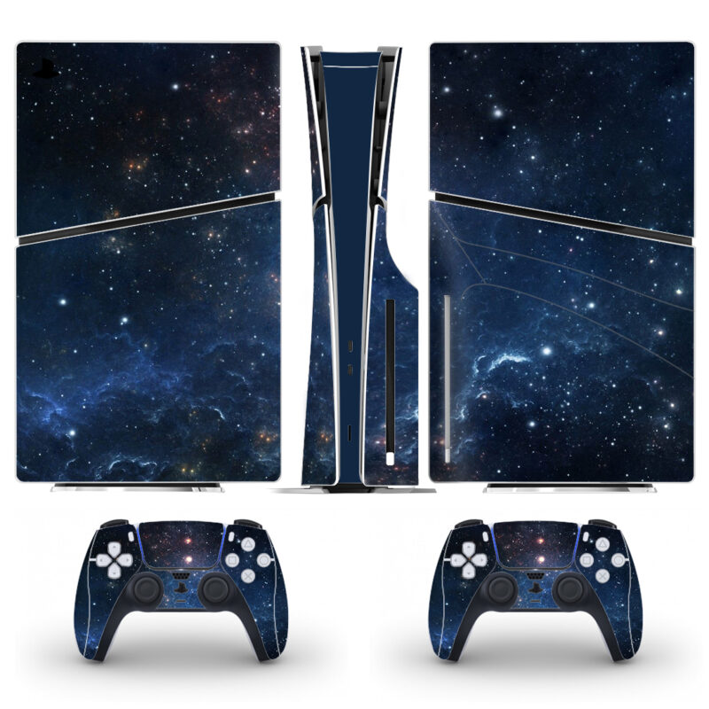 Blue Starry Sky With Stars PS5 Slim Skin Sticker Cover