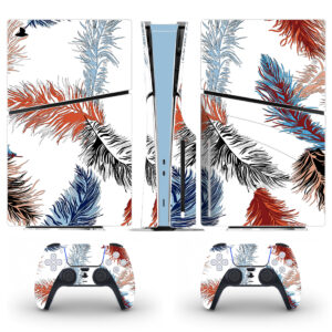 Colorful Feather Drawing Pattern Skin Sticker For PS5 Slim