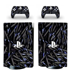 Black And Blue Bullets On Playstation Symbol PS5 Skin Sticker Decal