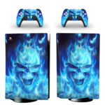 Skull With Blue Flame PS5 Skin Sticker Decal