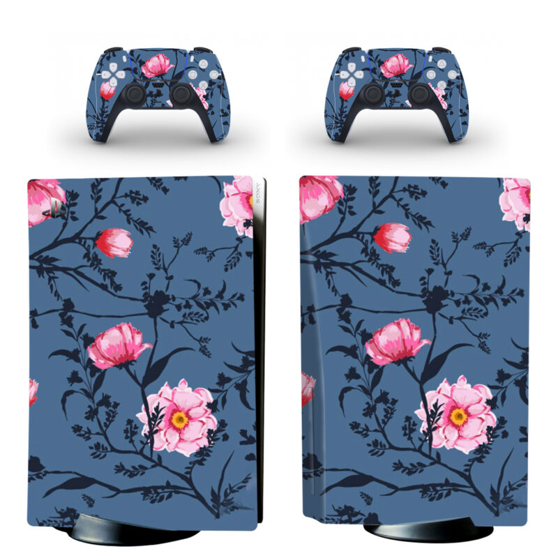 Pink Watercolor Floral PS5 Skin Sticker Decal