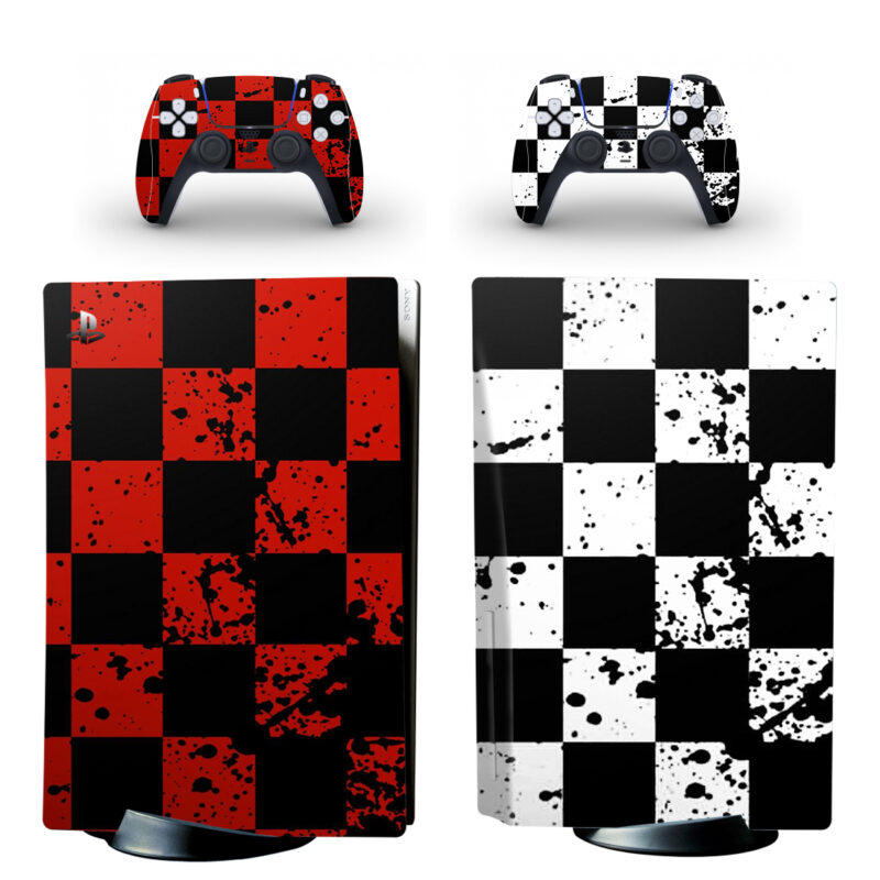 White And Red Chessboard Pattern PS5 Skin Sticker Decal