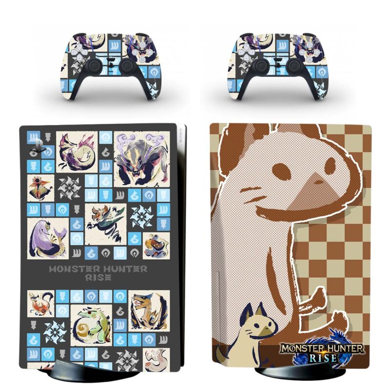 Monster Hunter Rise PS5 Skin Sticker And Controllers