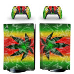 Cannabis Leaf On Rasta Flag PS5 Skin Sticker Decal