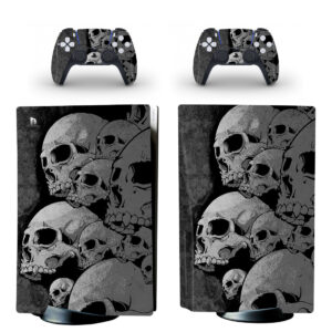 Black And Grey Skull Pattern PS5 Skin Sticker Decal