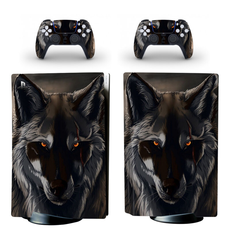 Black Wolf Art PS5 Skin Sticker Decal