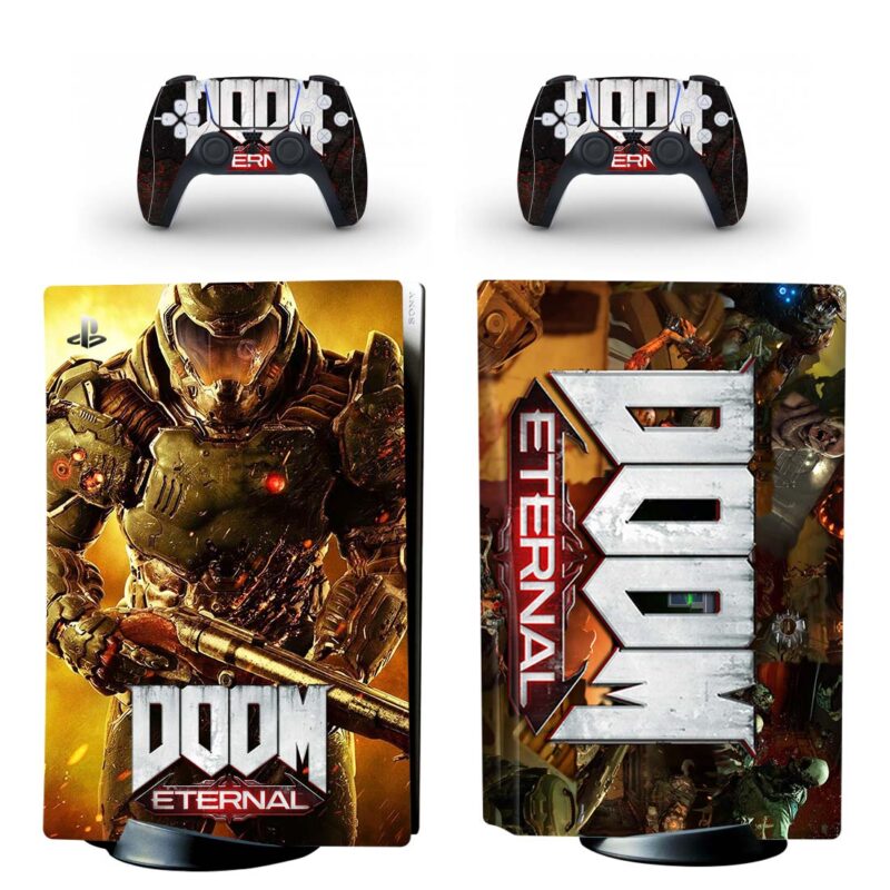 Doom Eternal PS5 Skin Sticker And Controllers