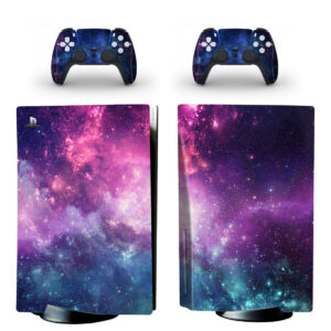 Purple With Blue Galaxy Space PS5 Skin Sticker Decal