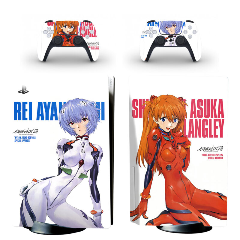 Rei Ayanami And Asuka Shikinami Langley PS5 Skin Sticker Decal