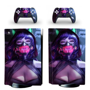 Cyberpunk Anime Girl With Mask PS5 Skin Sticker Decal