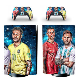 Neymar Cristiano Ronaldo And Lionel Messi Art PS5 Skin Sticker Decal