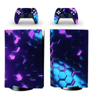 Blue Pink Hexagon Pattern PS5 Skin Sticker Decal