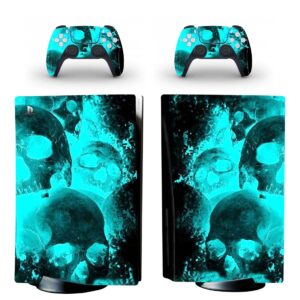 Neon Blue Skull PS5 Skin Sticker Decal