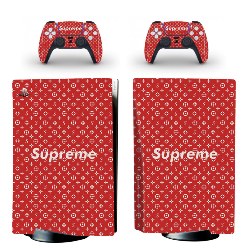 Supreme Pattern PS5 Skin Sticker And Controllers Design 4