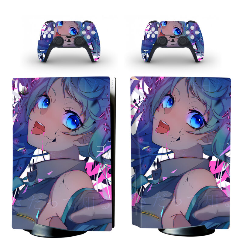 Hatsune Miku PS5 Skin Sticker And Controllers