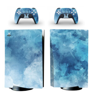 Fluid Watercolor Blue Texture PS5 Skin Sticker Decal