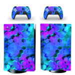 Vibrant UV Blue And Purple Hexagon PS5 Skin Sticker Decal