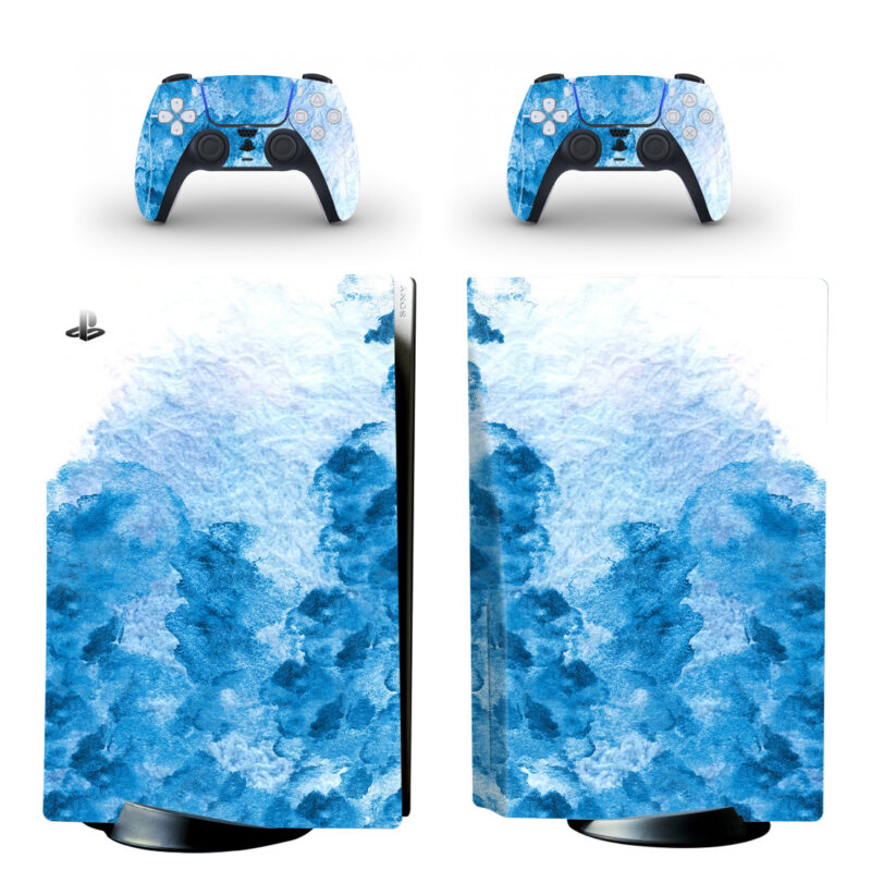 Blue Watercolor Pattern PS5 Skin Sticker Decal