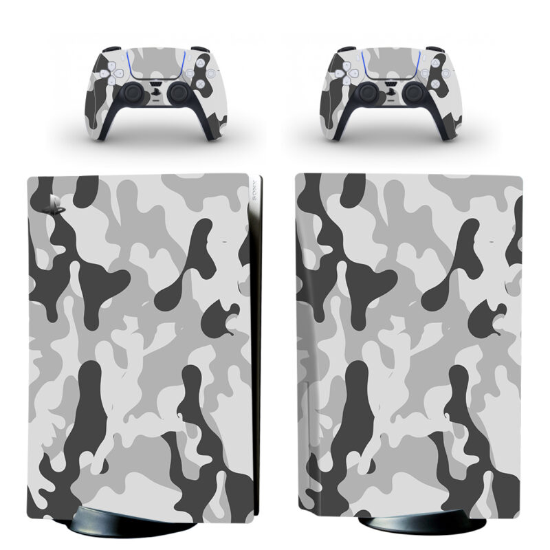 Grey Camouflage Pattern PS5 Skin Sticker Decal