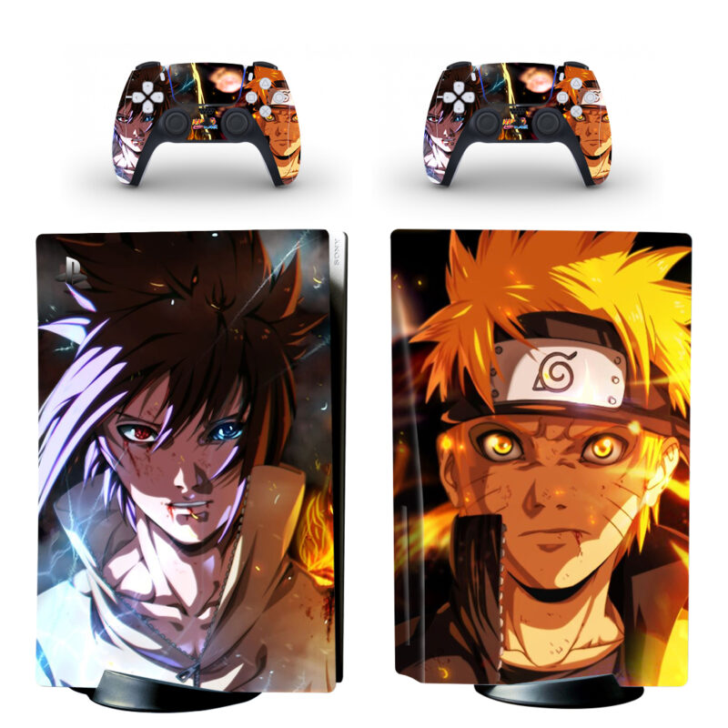 Sasuke Uchiha And Naruto Uzumaki PS5 Skin Sticker And Controllers