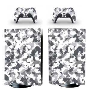 Gray Camouflage Pattern PS5 Skin Sticker And Controllers